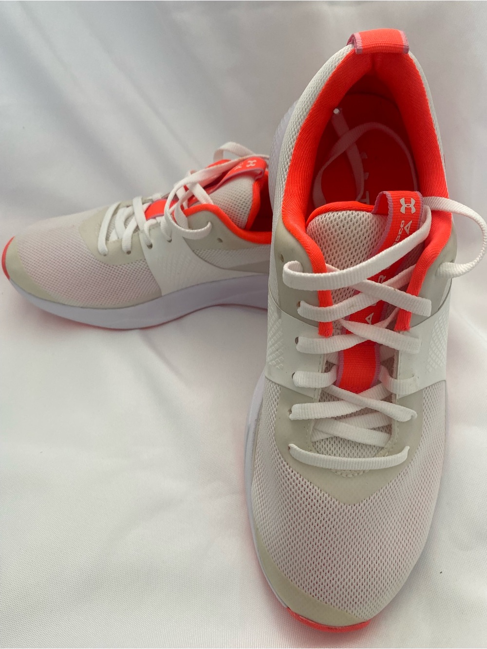 New Under Armour Women's White and Coral Athletic Sneakers